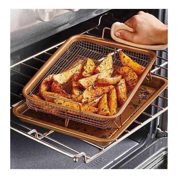 Copper Crisper By Copper Chef Non-stick Bakeware Healthy Eating 2 Piece Set - Picture 3 of 4